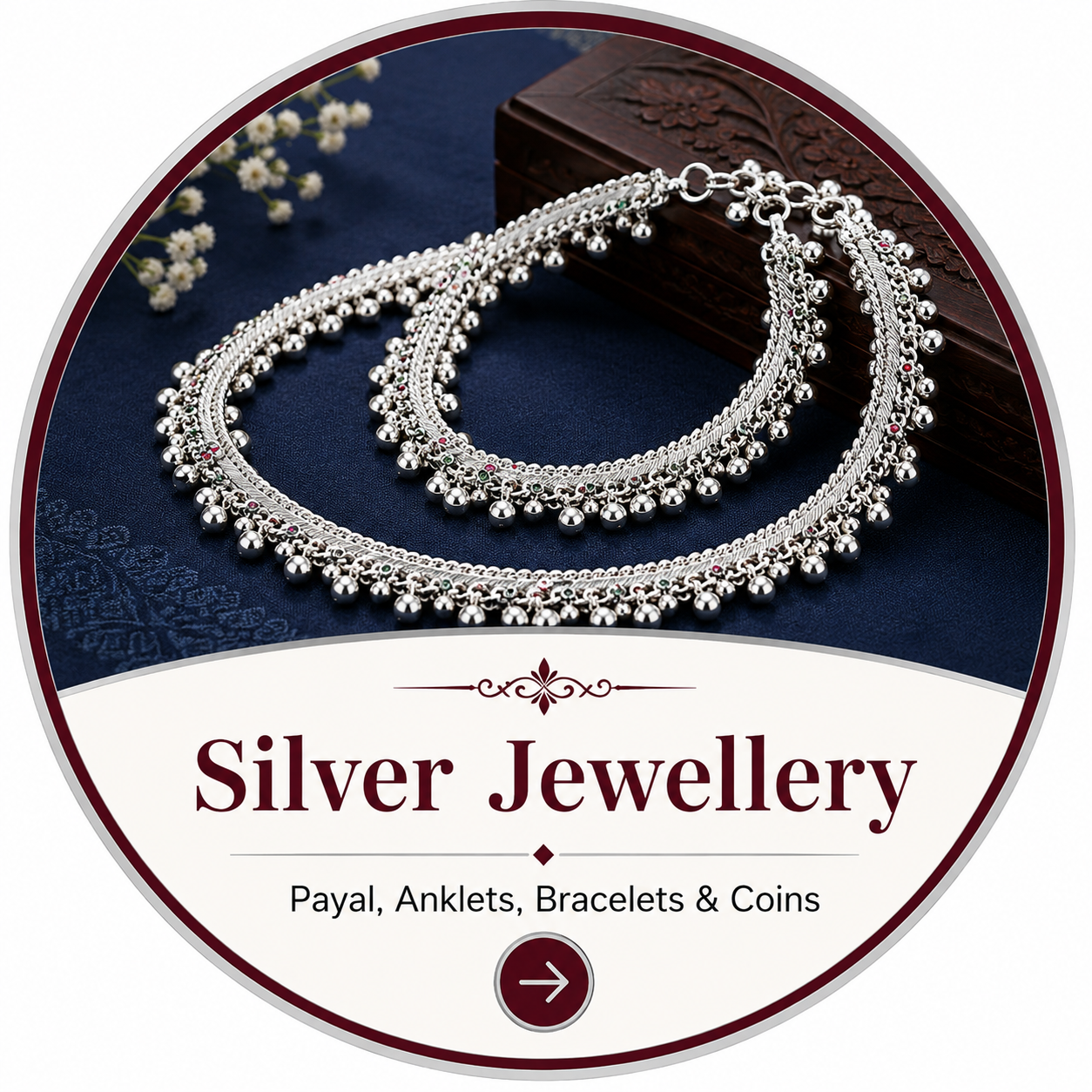 Silver jewellery category at S. K. Khandre Bhaiyya Saraf & Jewellers